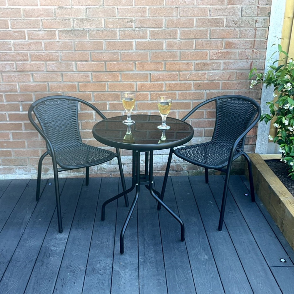 Outdoor Living The Bolero 2 Seater Modern Rattan Bistro Set Black Image 4