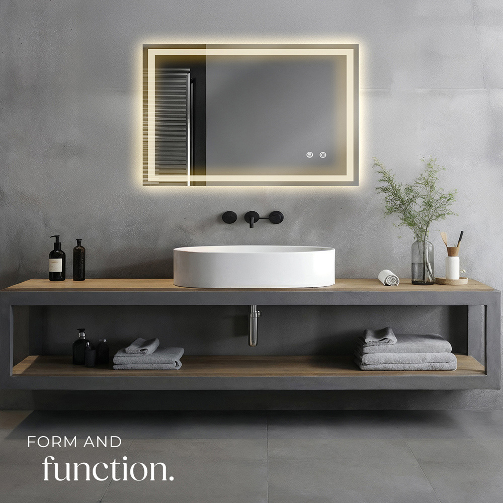 tectake Clara Multicolour Anti-Fog Frameless Rectangular LED Bathroom Wall Mirror 70 x 50cm Image 7