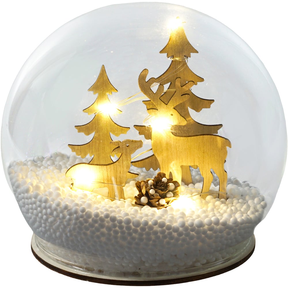 Xmas Haus Light Up Reindeer Snow Globe Image 1