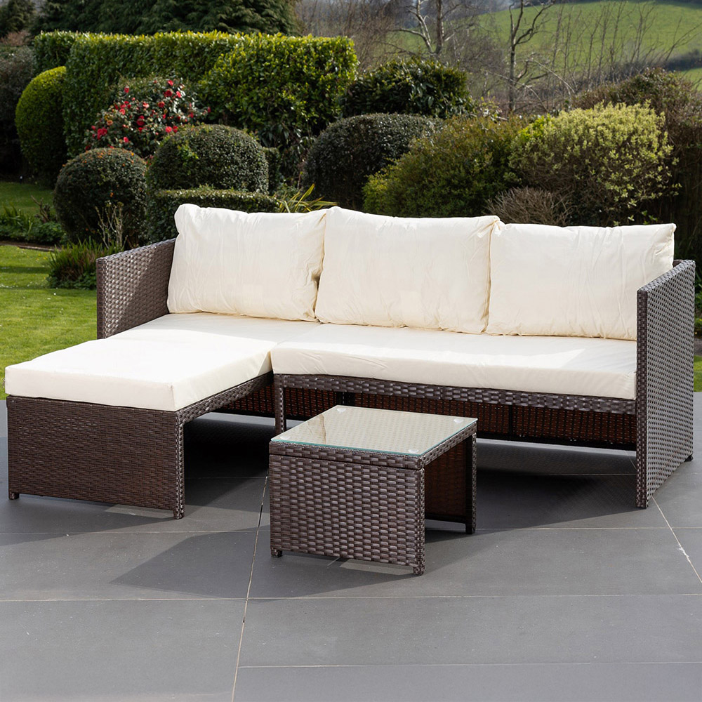 Artemis Aleria 4 Seater Cream Left Hand Facing Rattan Corner Sofa Set Image 1