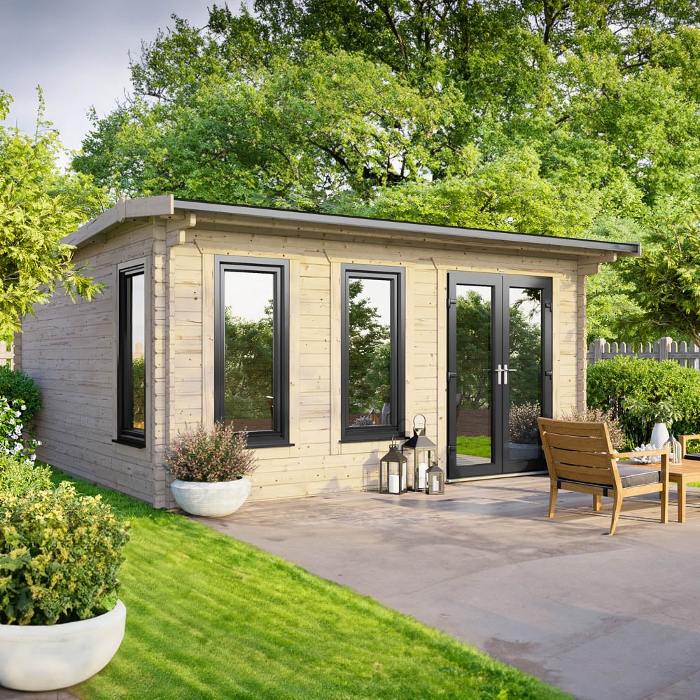 Power Sheds 16 x 14ft Right Double Door Apex Log Cabin Image 2