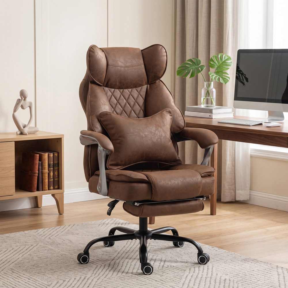 HOMCOM Dark Brown Big and Tall Office Chair with Lumbar Support Image 2