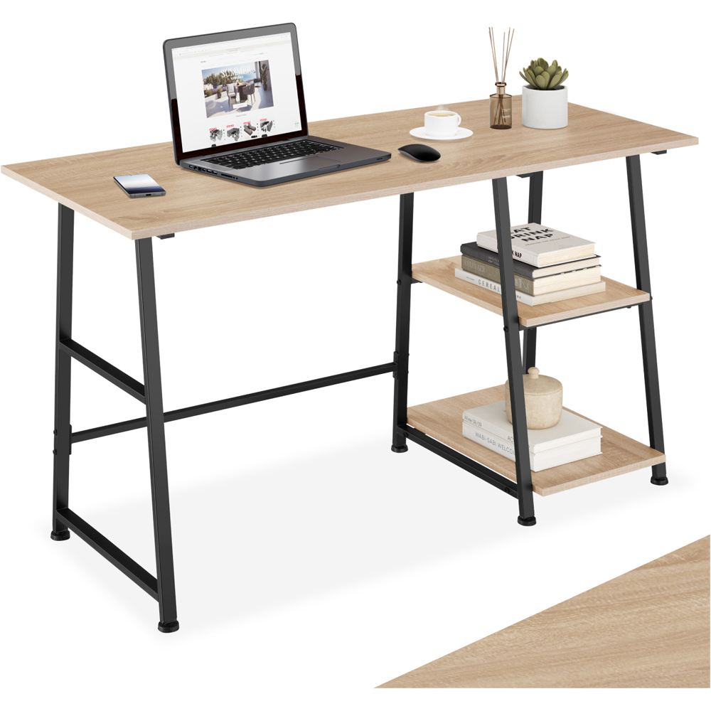 tectake Paisley Oak Sonoma Trapezoidal Desk Image 2