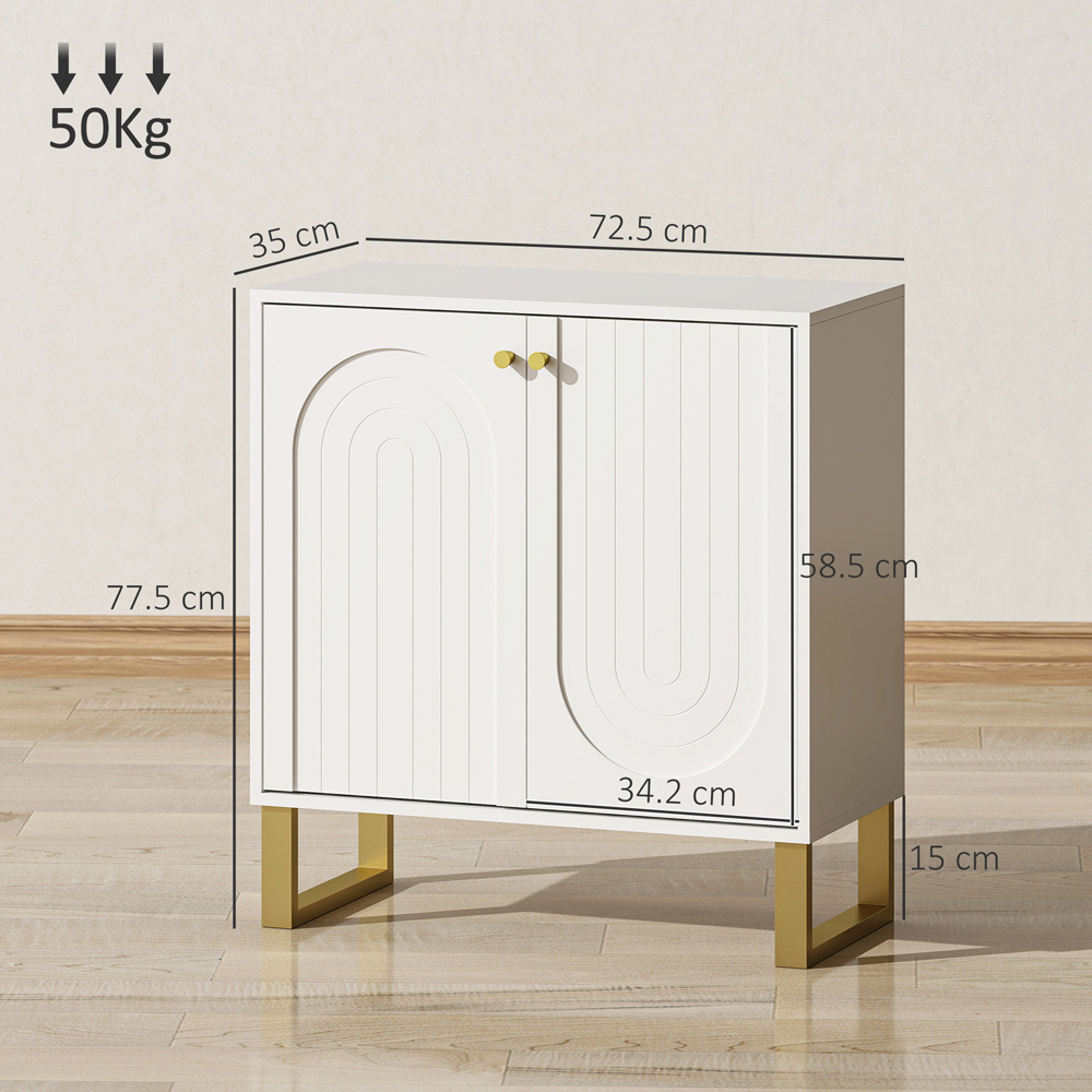 HOMCOM 2 Door White Sideboard Storage Cabinet with Adjustable Shelf Image 9