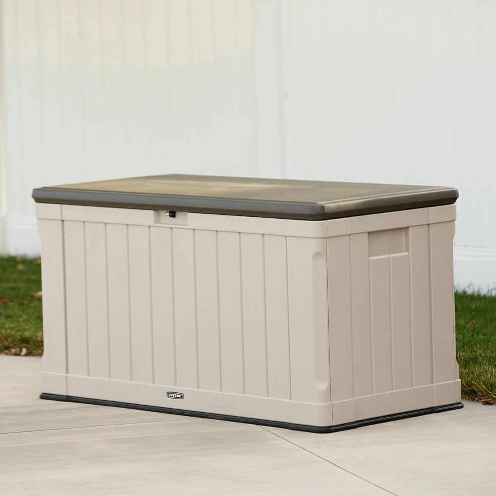 Lifetime Products 439L Tan and Brown Outdoor Deck Storage Box Image 2