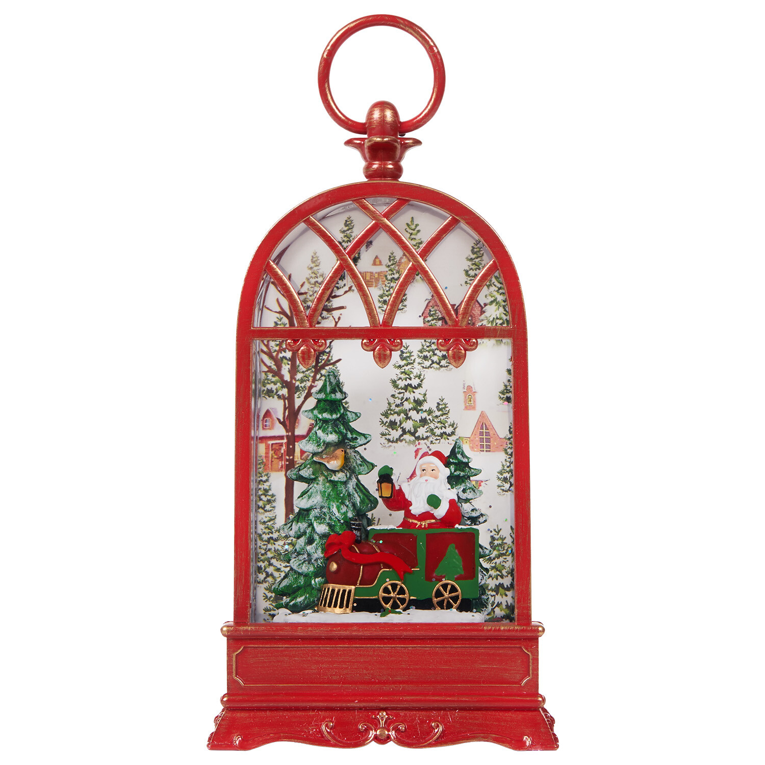Santa Train Scene Glitter Spinner Multicolour Image 1