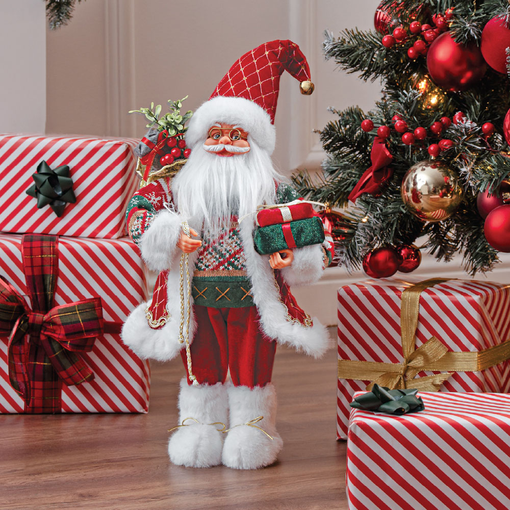 The Christmas Workshop Standing Santa Claus Decoration with Gift Sack 2ft Image 2