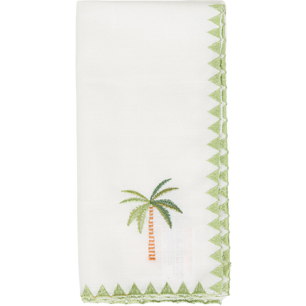 Pack of 4 Casablanca Embroidered Palm Tree Napkins White Image 3