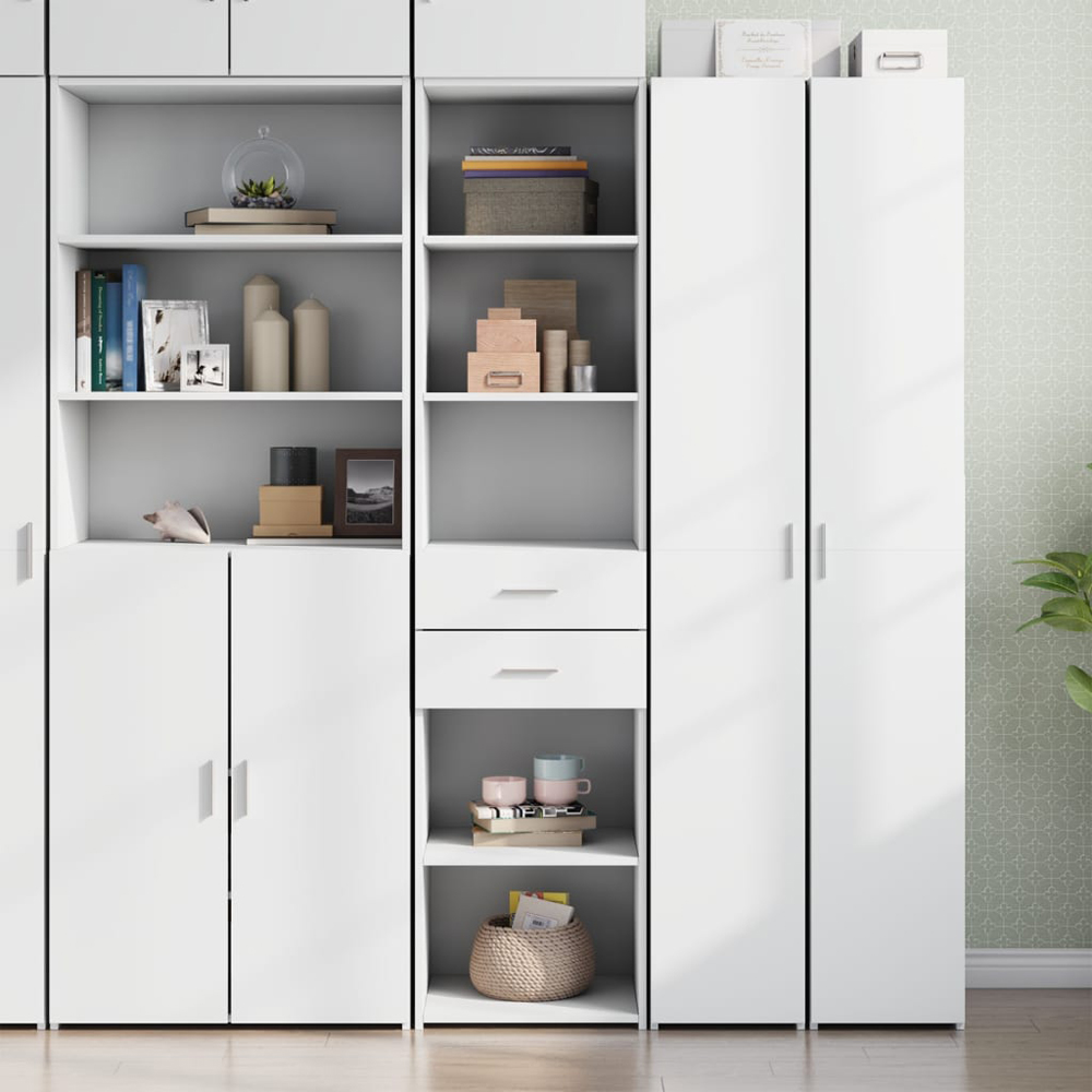 vidaXL 2 Drawer 5 Shelf White Highboard Image