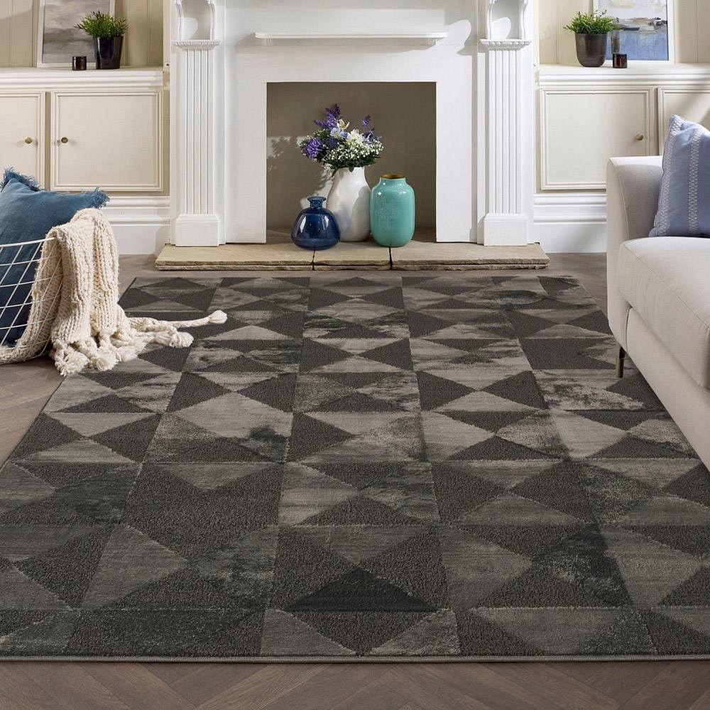 Desire Rugs Hamilton Dark Grey Geometric Triangle Mosaic Rug 160 x 230cm Image 5