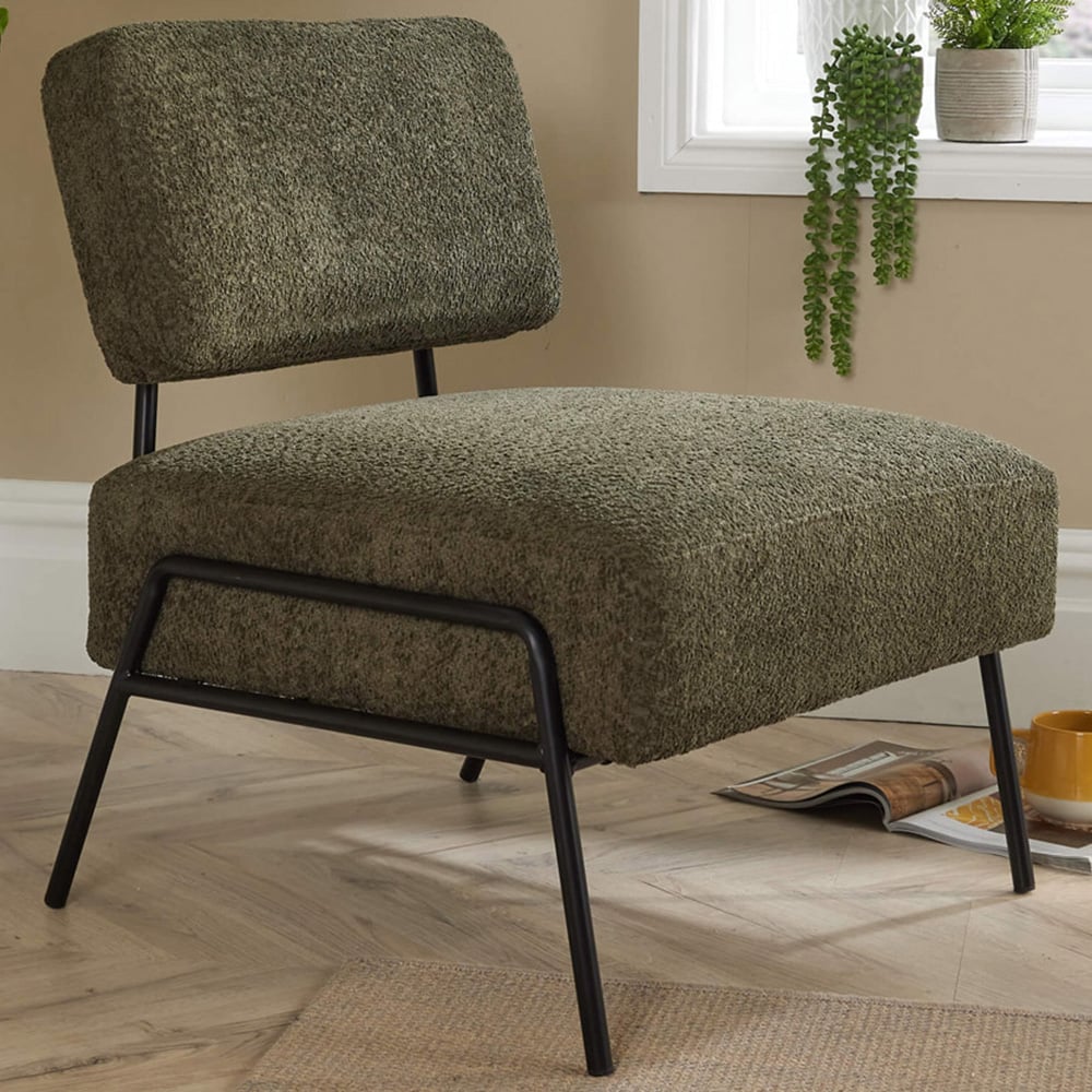 Home Source Montana Olive Boucle Chair Image 1