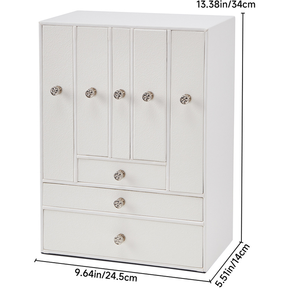 H&O Direct 8 Drawer White Faux Leather Jewellery Box Image 5