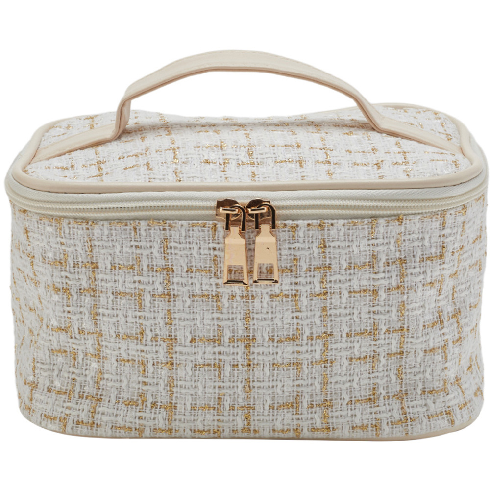 H&O Direct Cream Makeup and Toiletry Bag with Zipper Image 1