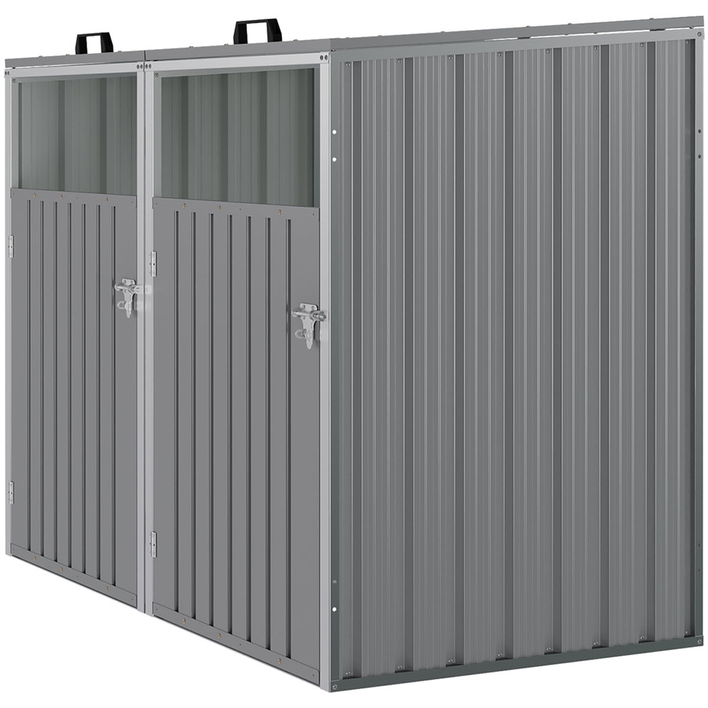 Living and Home 5 x 4ft Double Wheelie Bin Pent Storage Shed Image 4