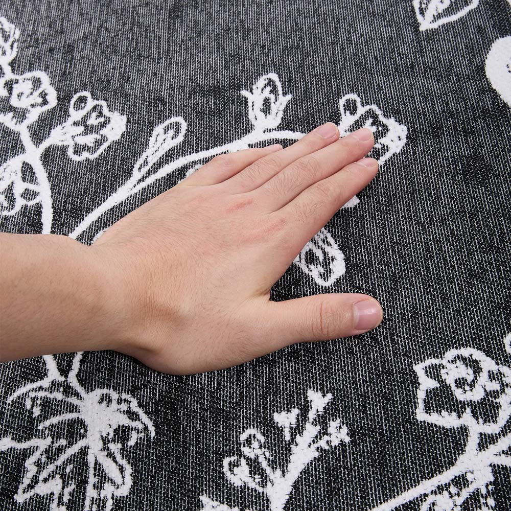 Living and Home 4 Seater White and Black Butterfly Chenille Sofa Cover Image 5