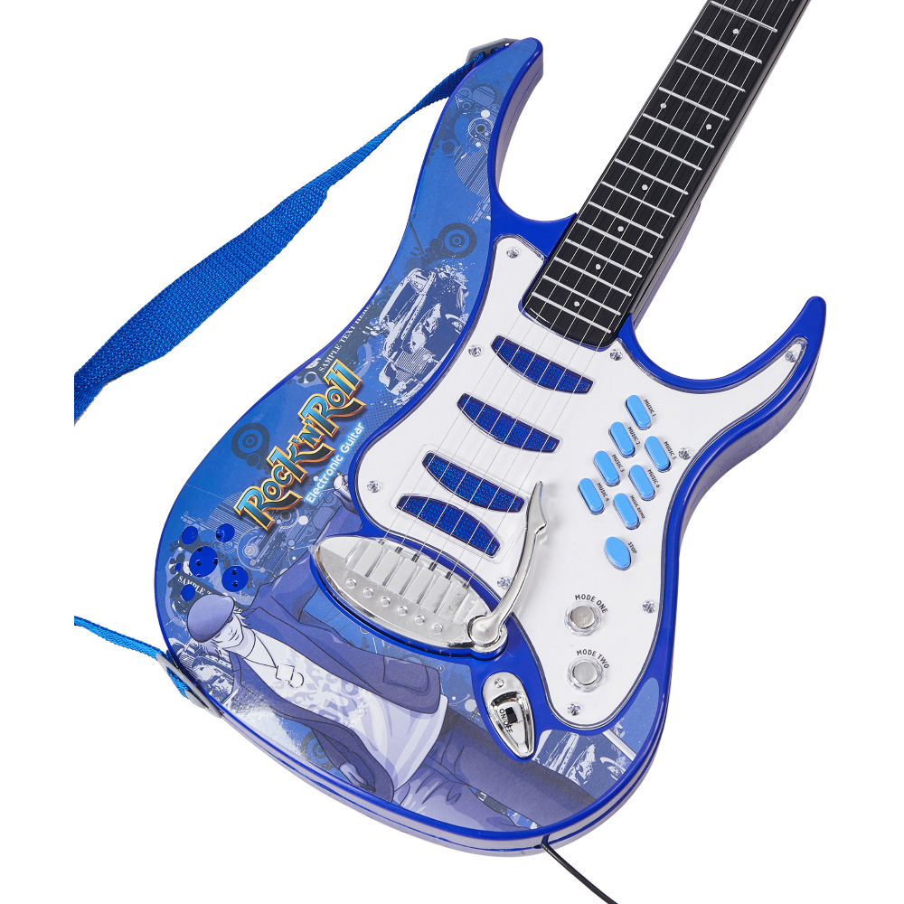 H&O Direct Kids Blue Electric Musical Toy Set with Guitar Microphone and Amplifier Image 3