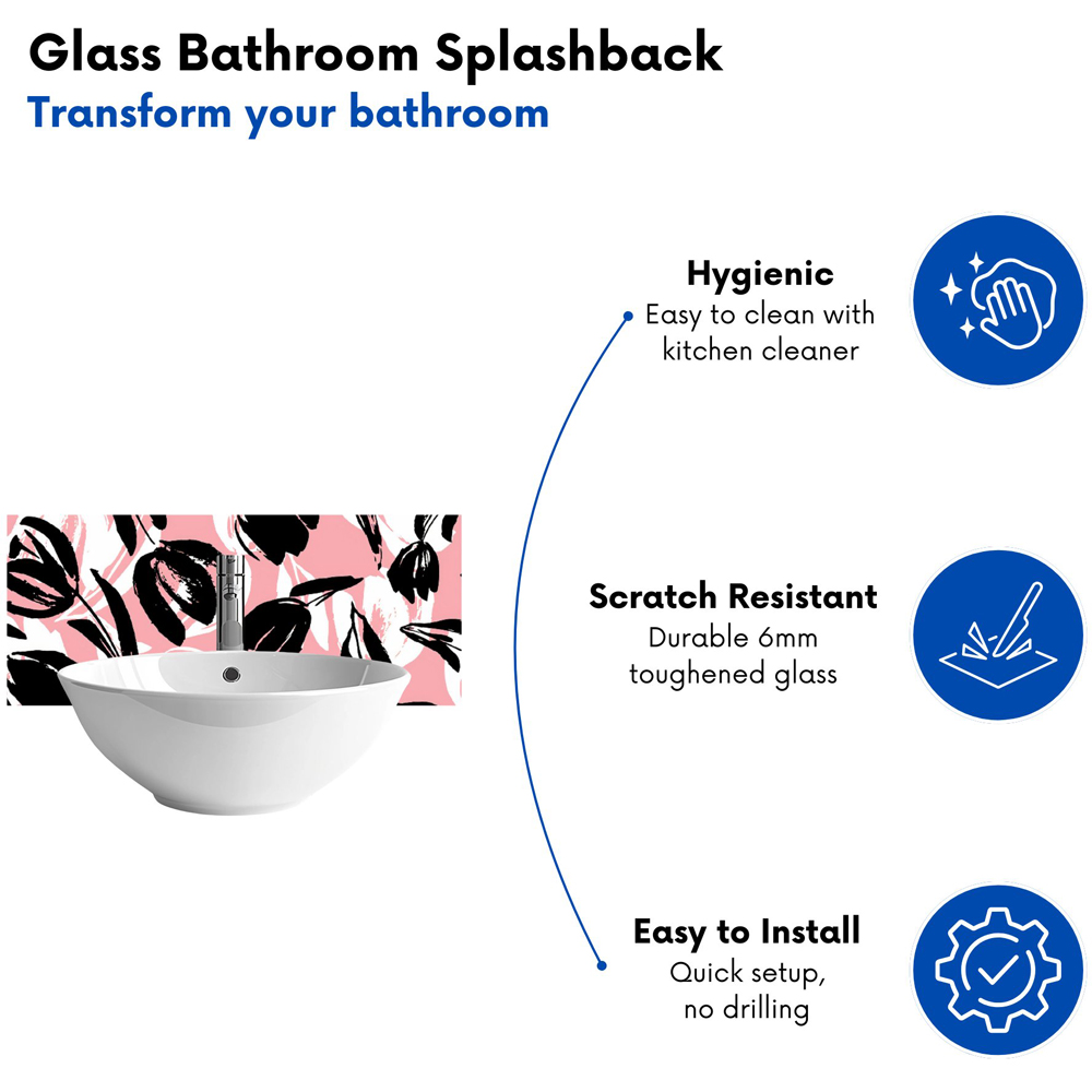 Warren Reed Designer Spring Flower Glass Bathroom Splashback 25 x 60cm Image 4