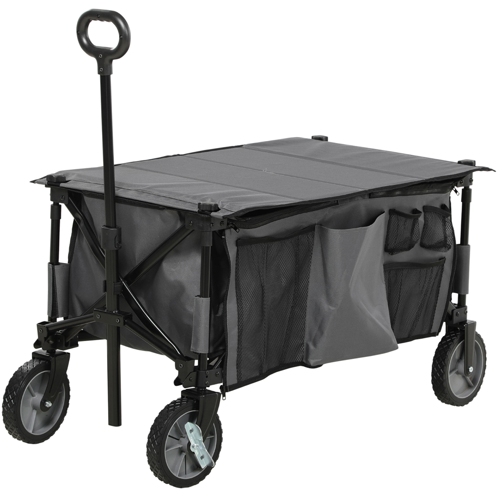 Outsunny Dark Grey Folding Garden Trolley Cart 100kg Image 1