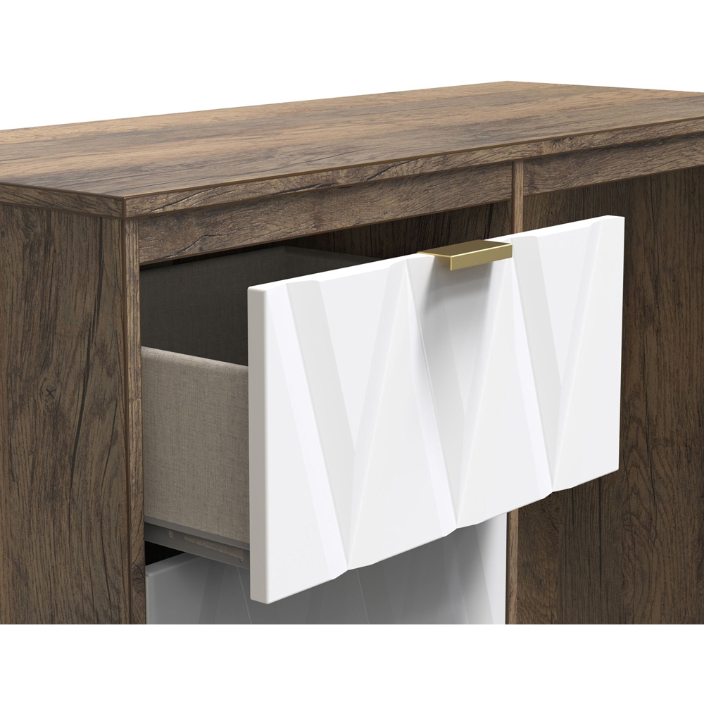 Crowndale Las Vegas 3 Drawer Matt White and Vintage Oak Dressing Table Ready Assembled Image 6