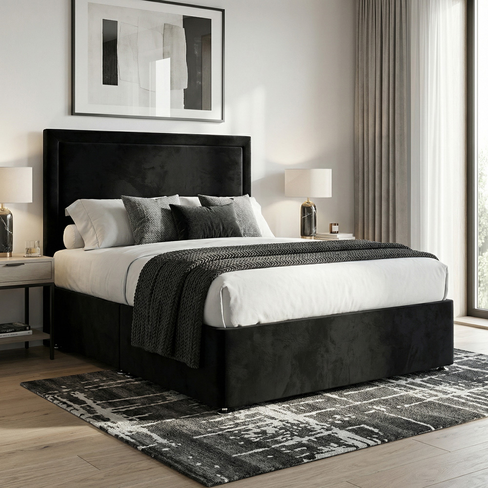 DS Living Velmont Single Black Plush Divan Bed Image 5