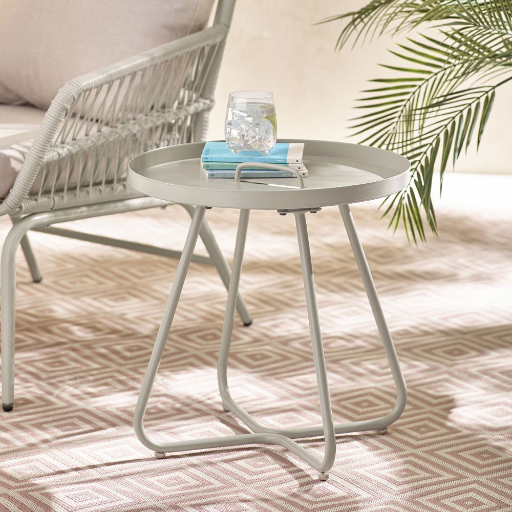 Furniturebox Agen Cream Metal Outdoor Round Side Table Image 5