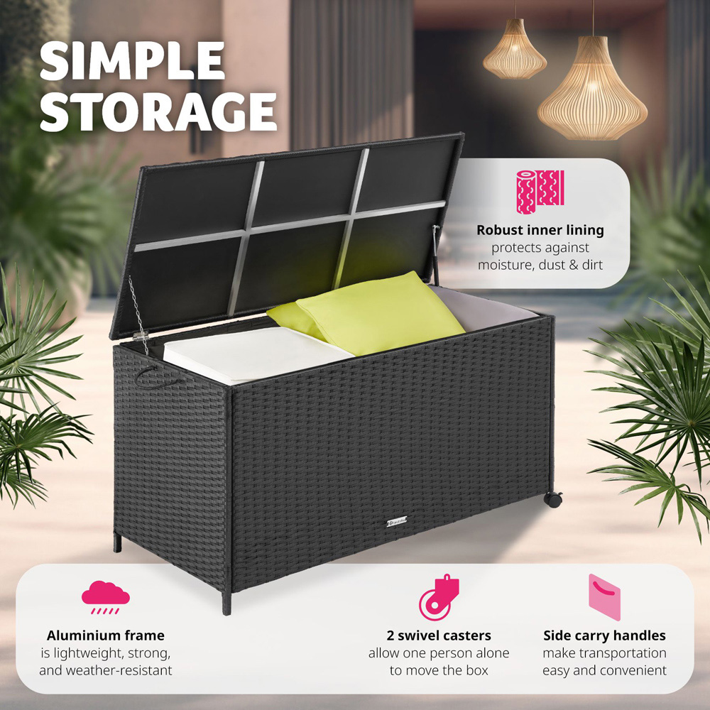 tectake 297L Black Rattan Storage Box Image 5