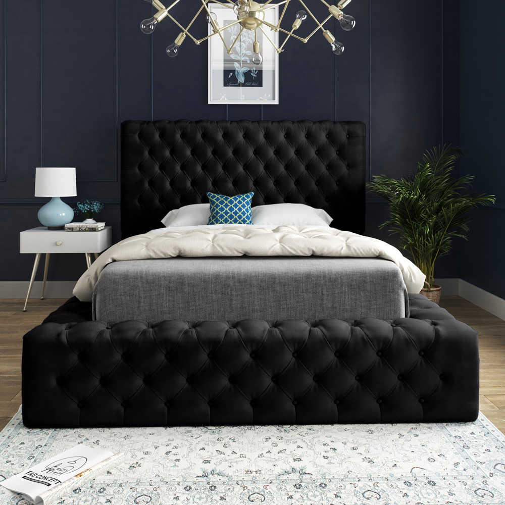 DS Living Cambridge King Size Black Soft Velvet Bed Frame Image 3