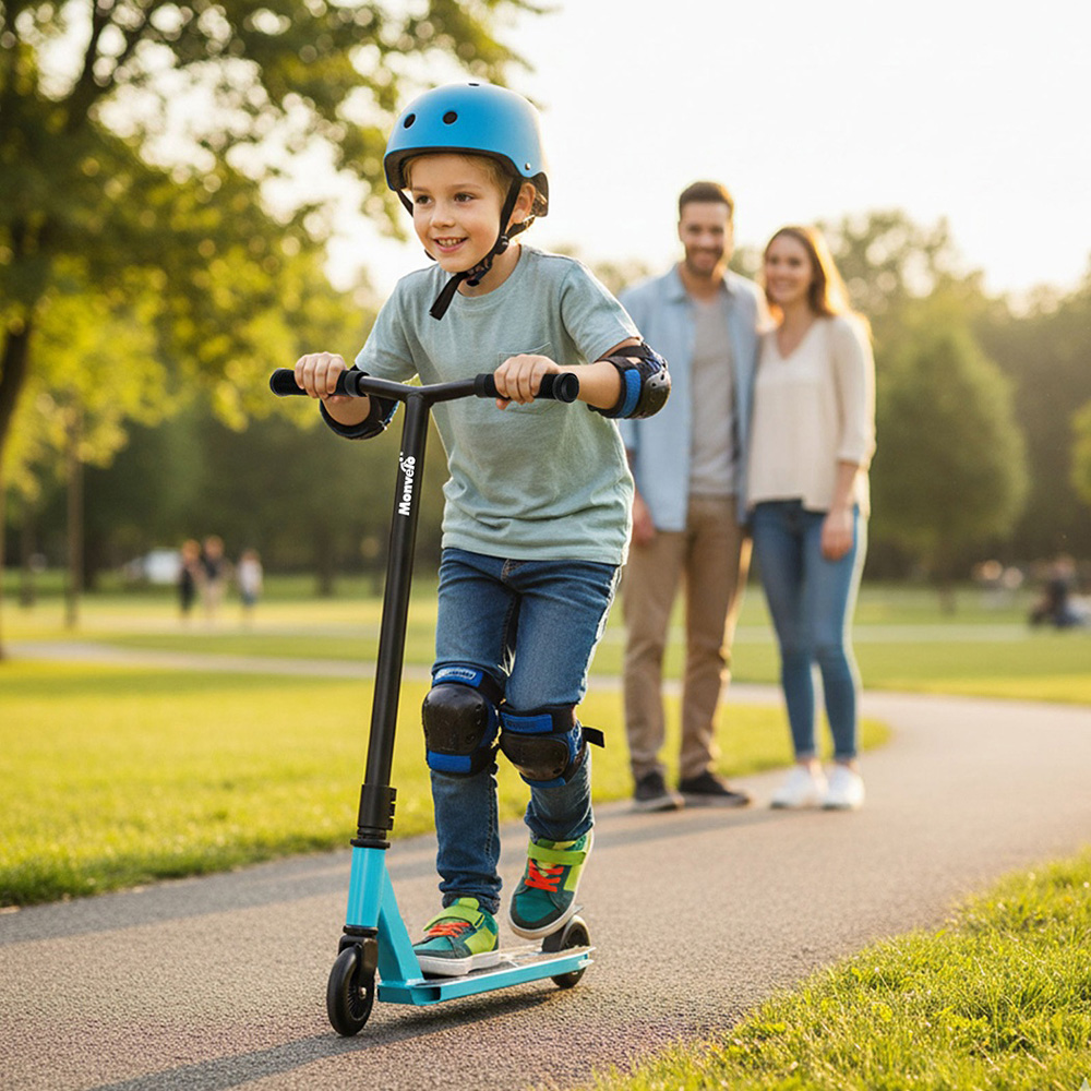 Monvelo Light Blue and Black Kids Adult Freestyle Stunt Scooter Image 2