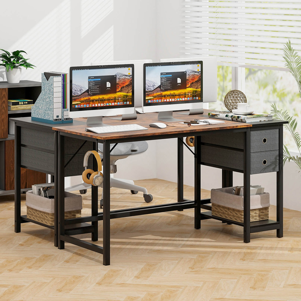 Costway 2 Drawer Single Shelf Computer Desk Image 4