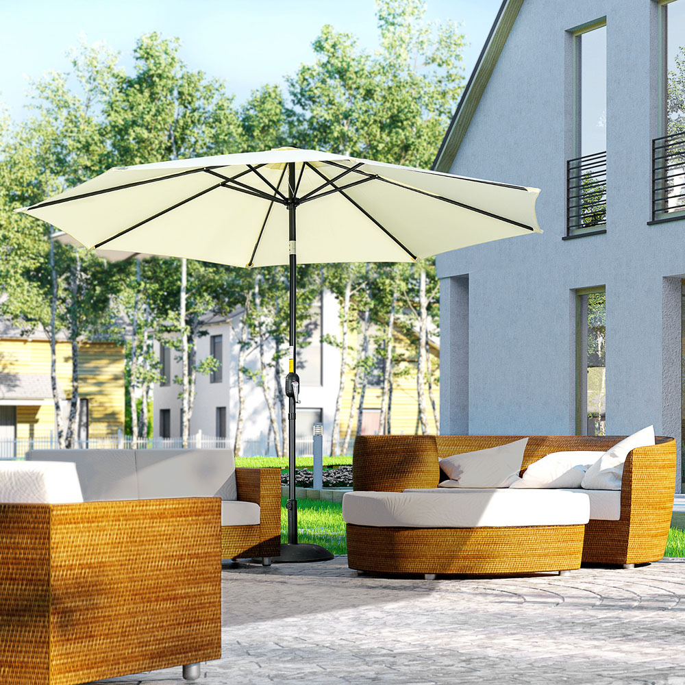 Outsunny Beige Crank and Tilt Parasol 3m Image 2