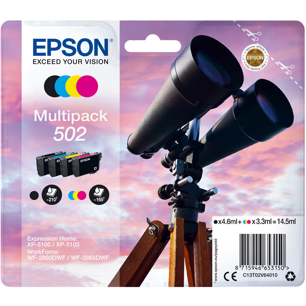 Epson 502 Binoculars Ink Cartridges 4 Pack Image