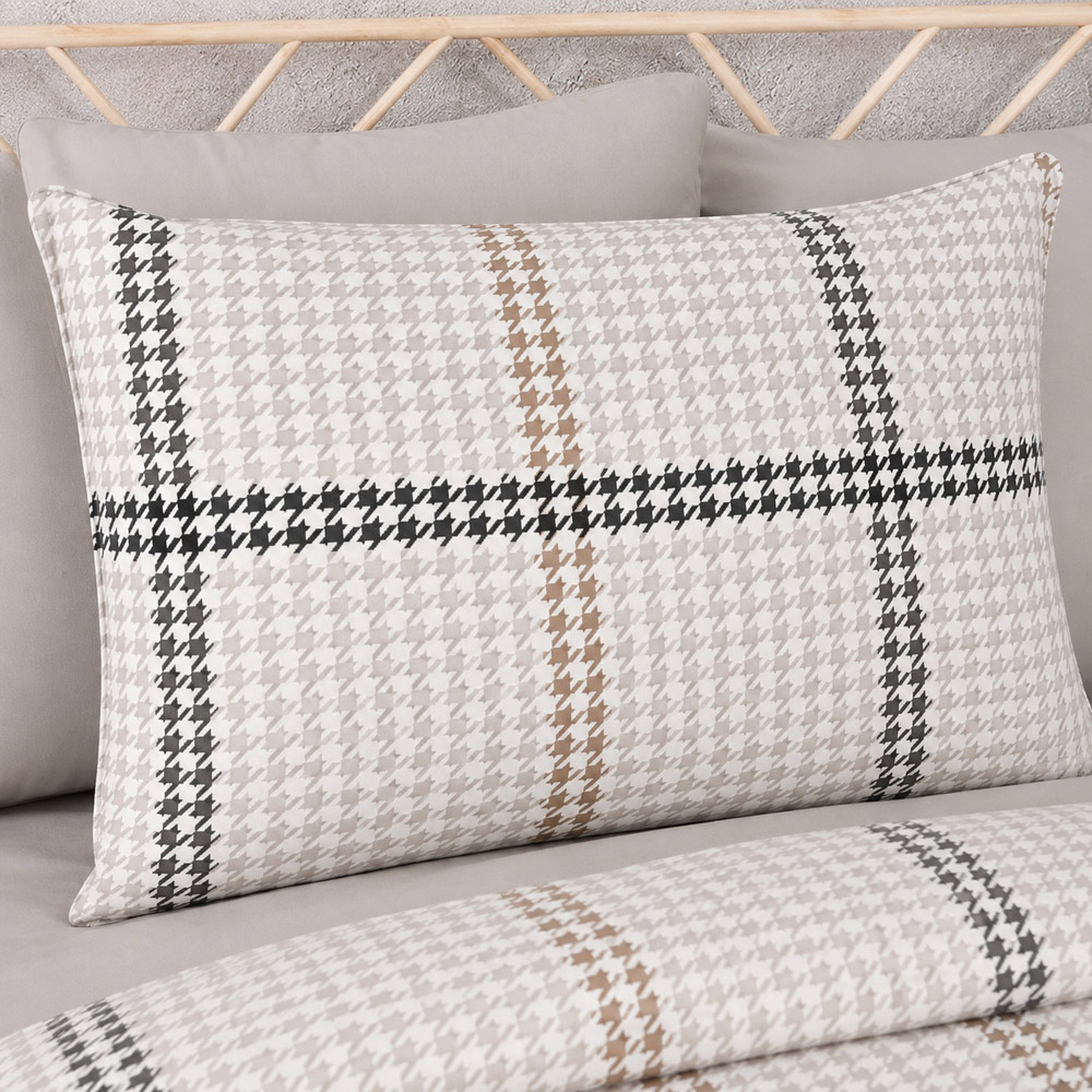 Smart Living King Size Natural Houndstooth Check Duvet Set Image 5