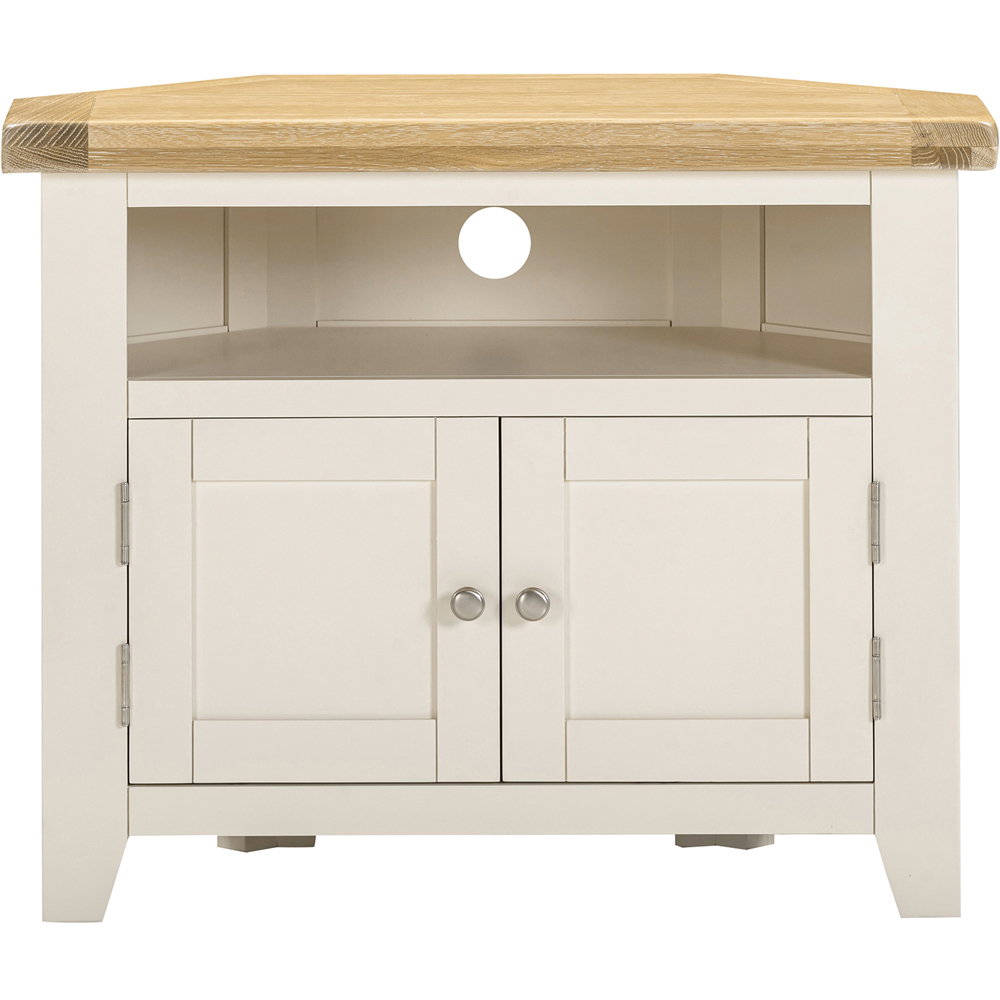 Seconique Windsor 2 Door Ivory and Oak Corner TV Unit Image 3