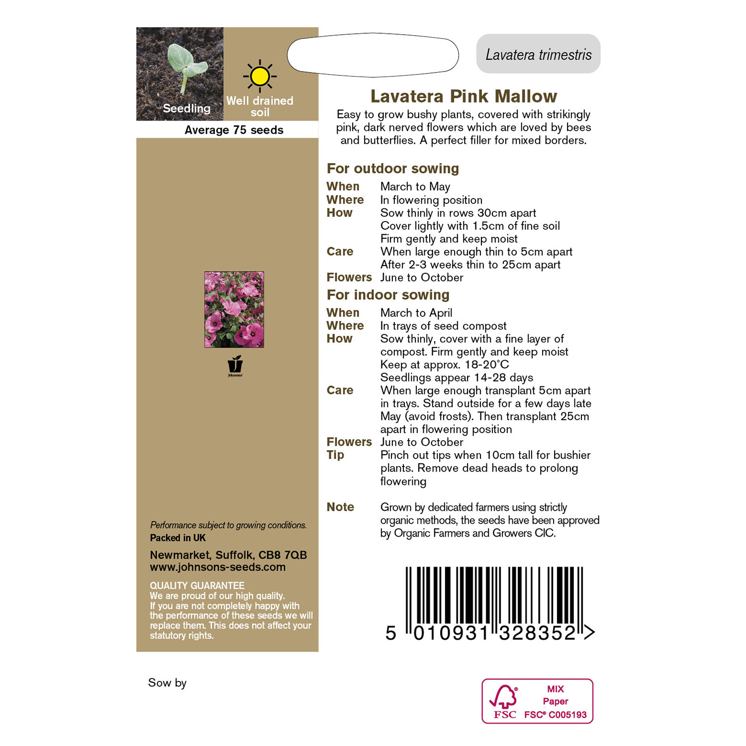 Johnsons Lavatera Pink Mallow Image 2