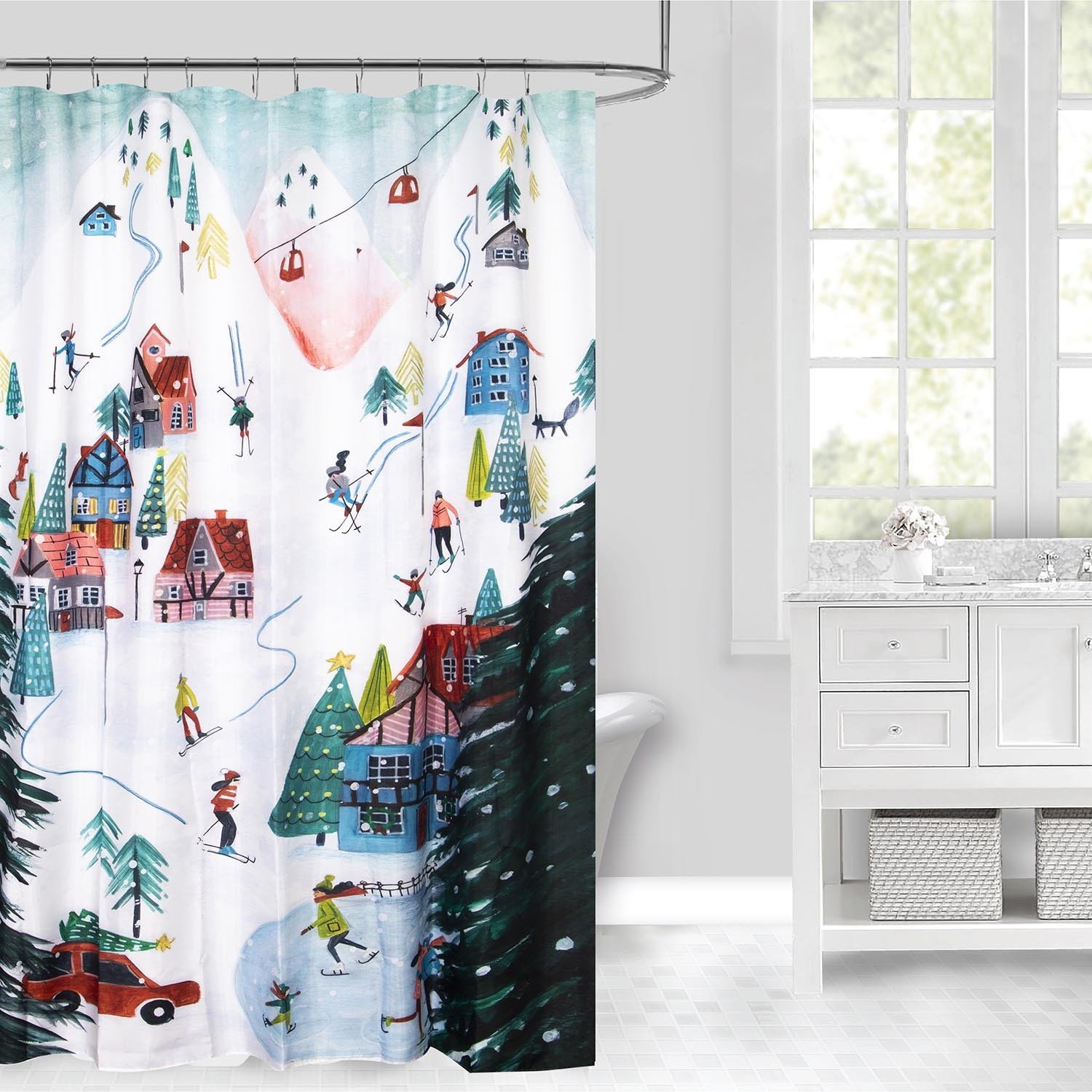 Ski Scene Shower Curtain Image 1