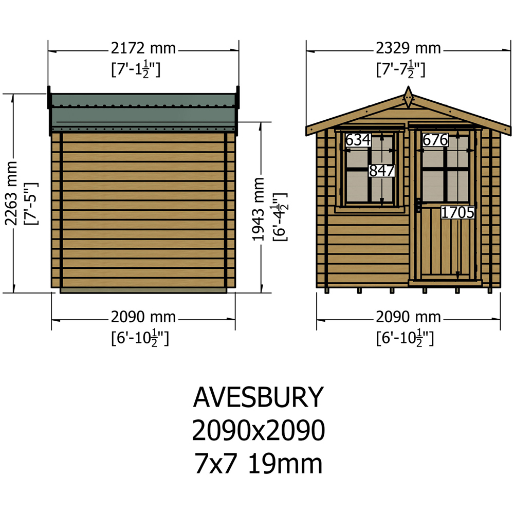 Shire Avesbury 7 x 7ft Pressure Treated Wooden Log Cabin Image 9
