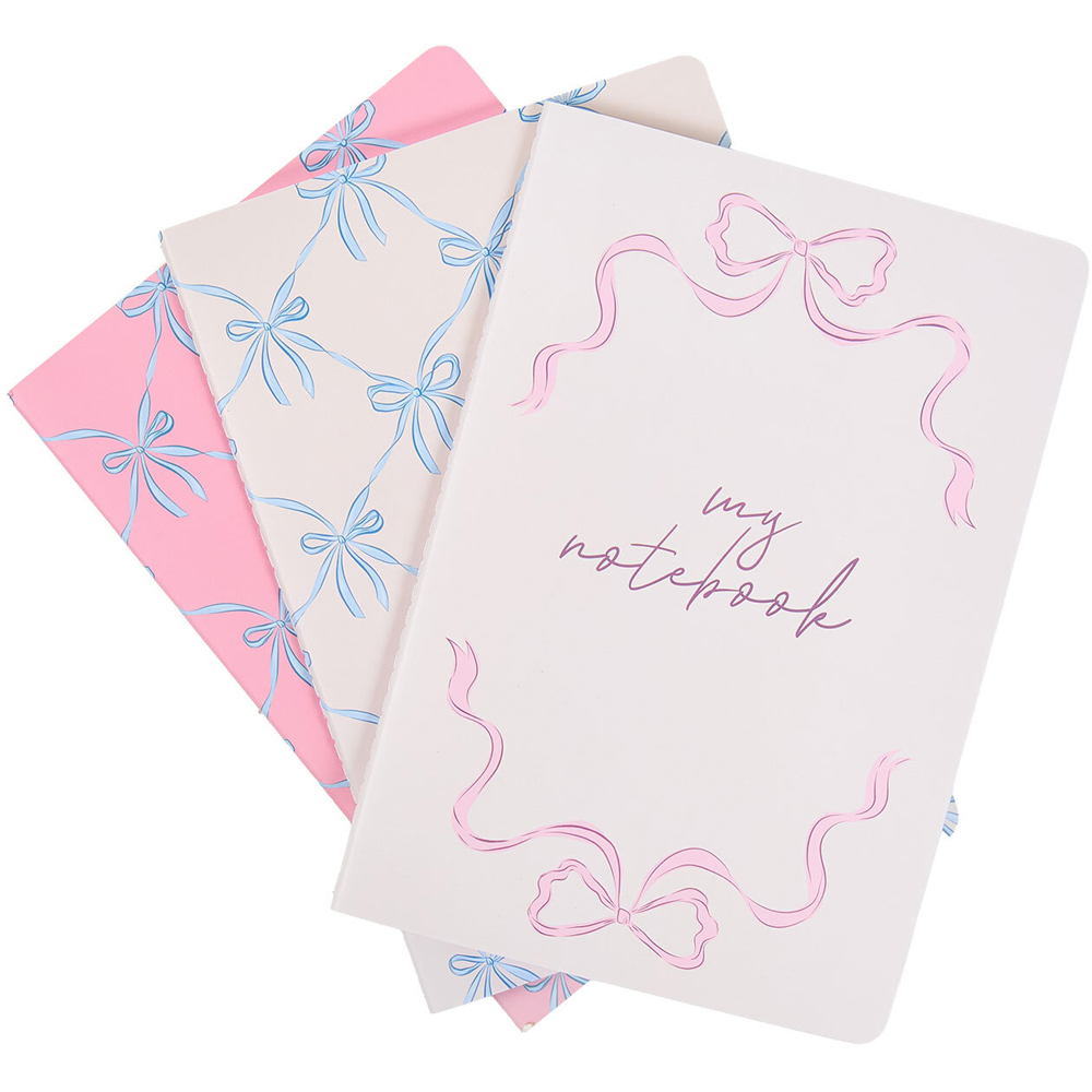 Pack of 3 Pastel Bow Notebooks Image 1