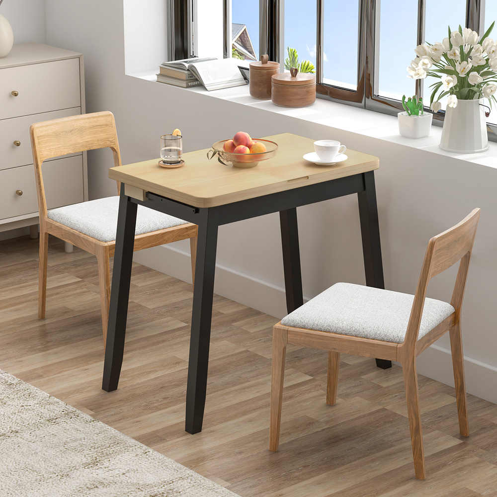 Costway 2 Seater Extendable Dining Table with Storage Natural Image 5