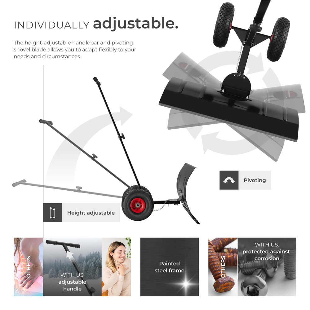 tectake Height Adjustable Snow Shovel on Wheels Muttler Image 7