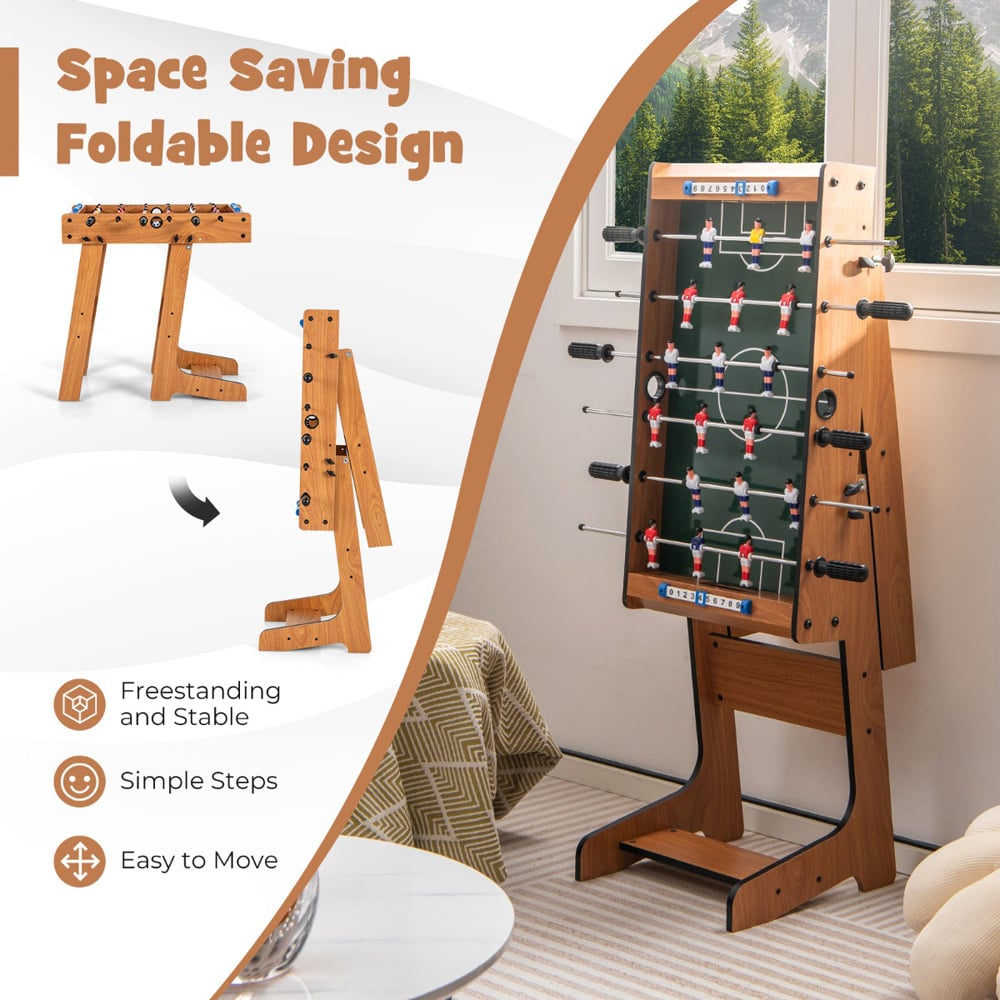 Costway Brown Space Saving Football Table Image 4