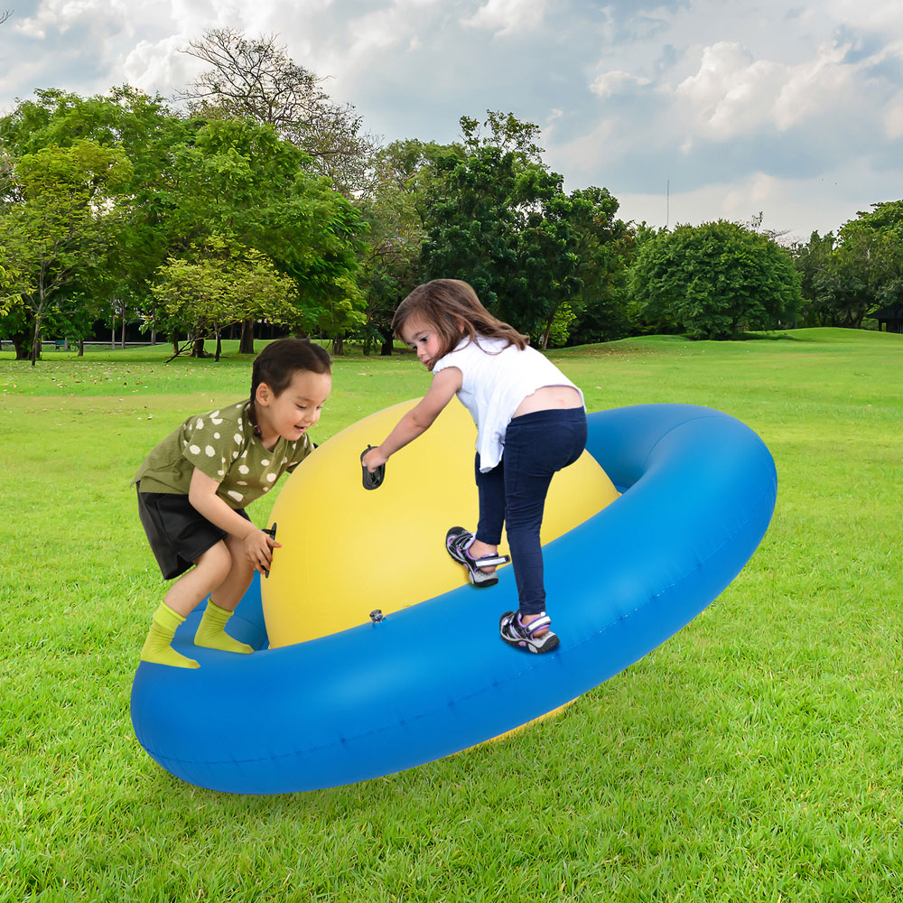 Costway Kids Yellow Inflatable Dome Rocker Bouncer with Handles Image 2