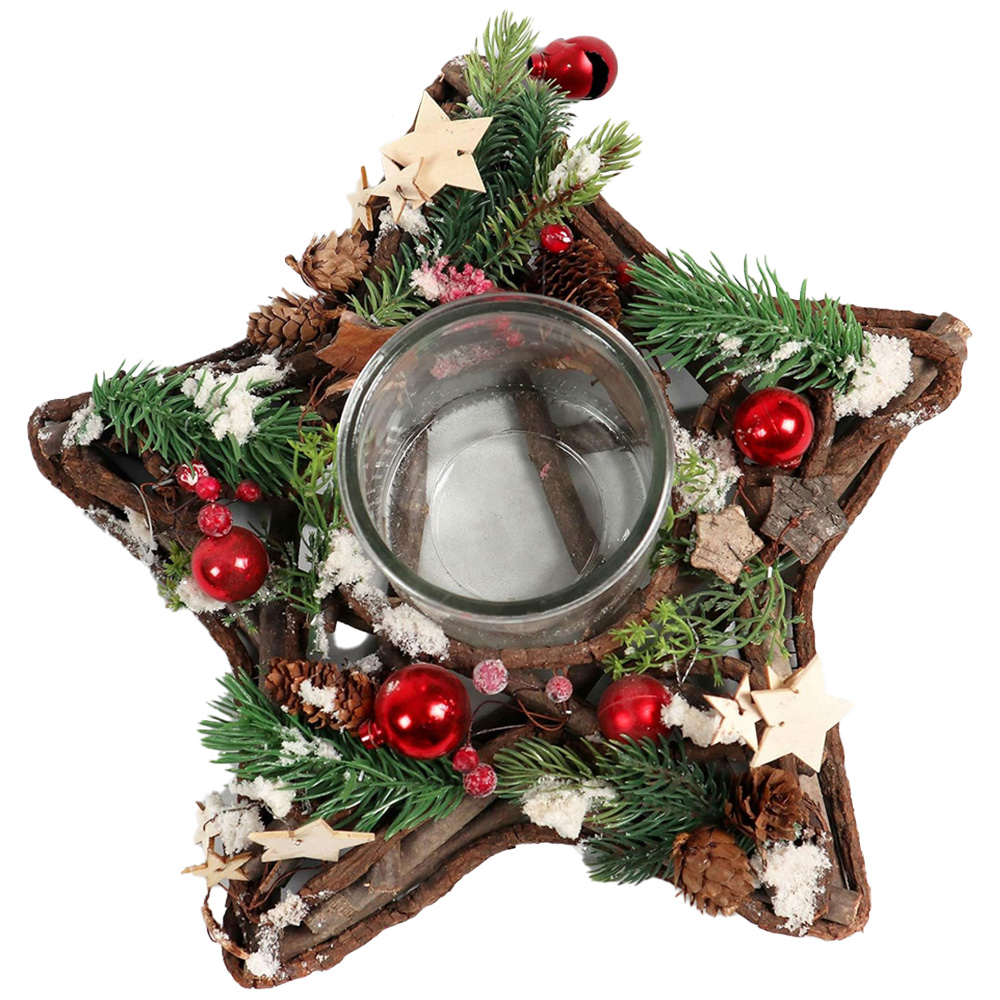 Shatchi Star Shape Wooden Candle Holder Image 1