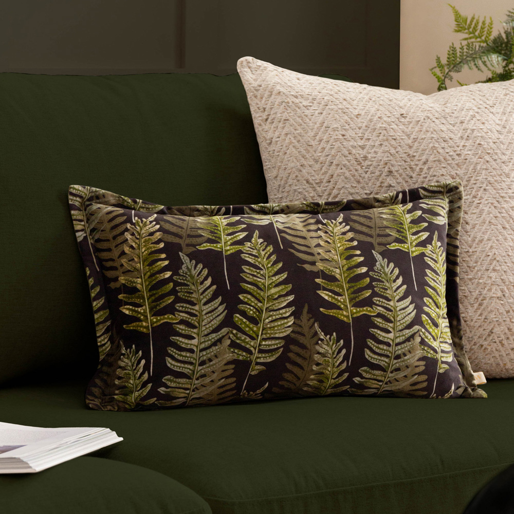 Wylder Nature Kielder Forest Fern Night Printed Velvet Cushion 30 x 50cm Image 2
