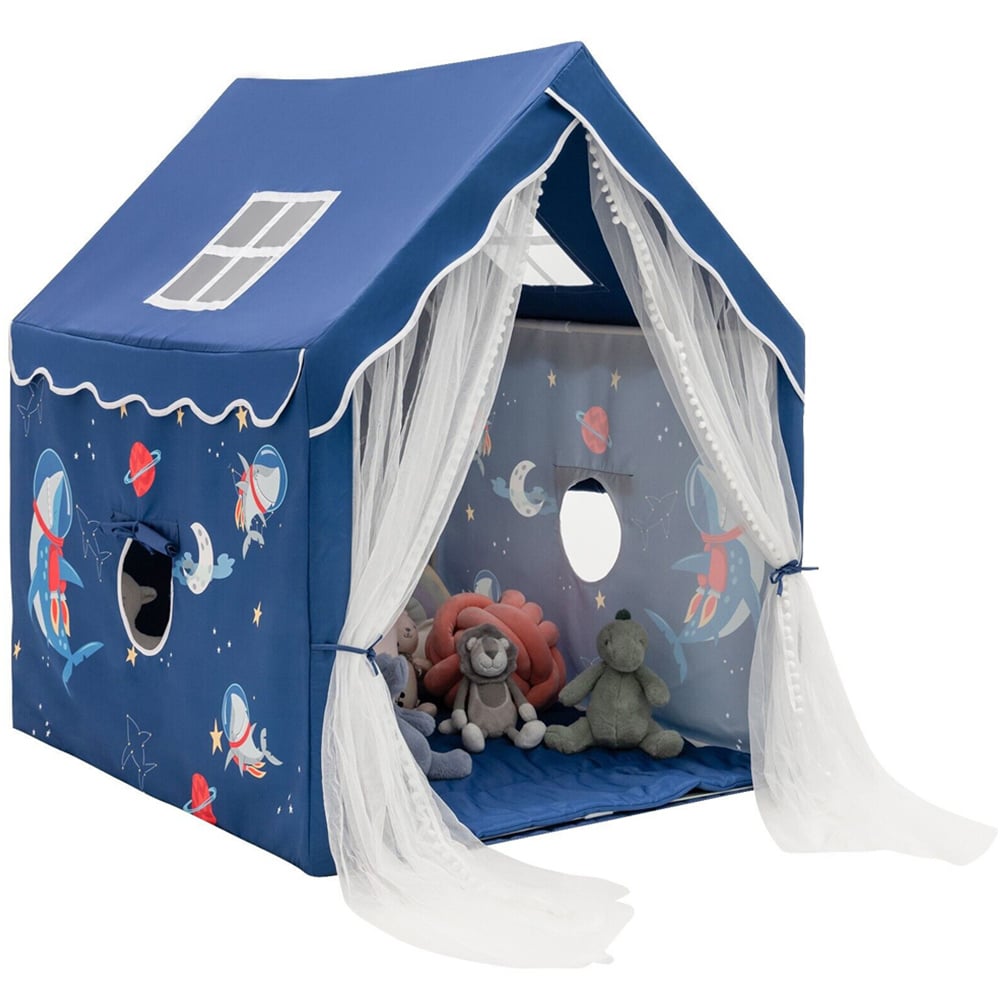 Costway Blue Kids Play Tent with Washable Mat and Window Image 1