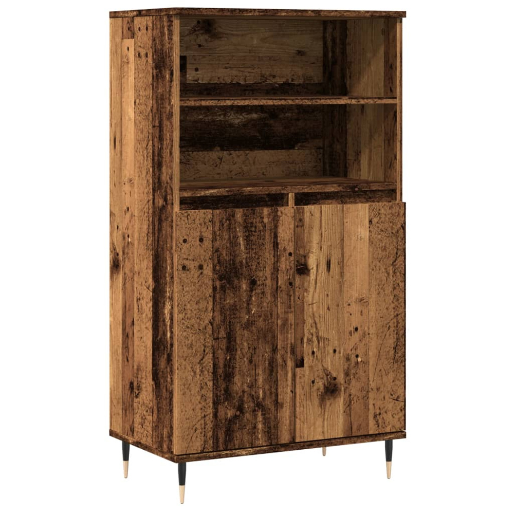 vidaXL 2 Door 2 Shelf Old Wood Highboard Image 2
