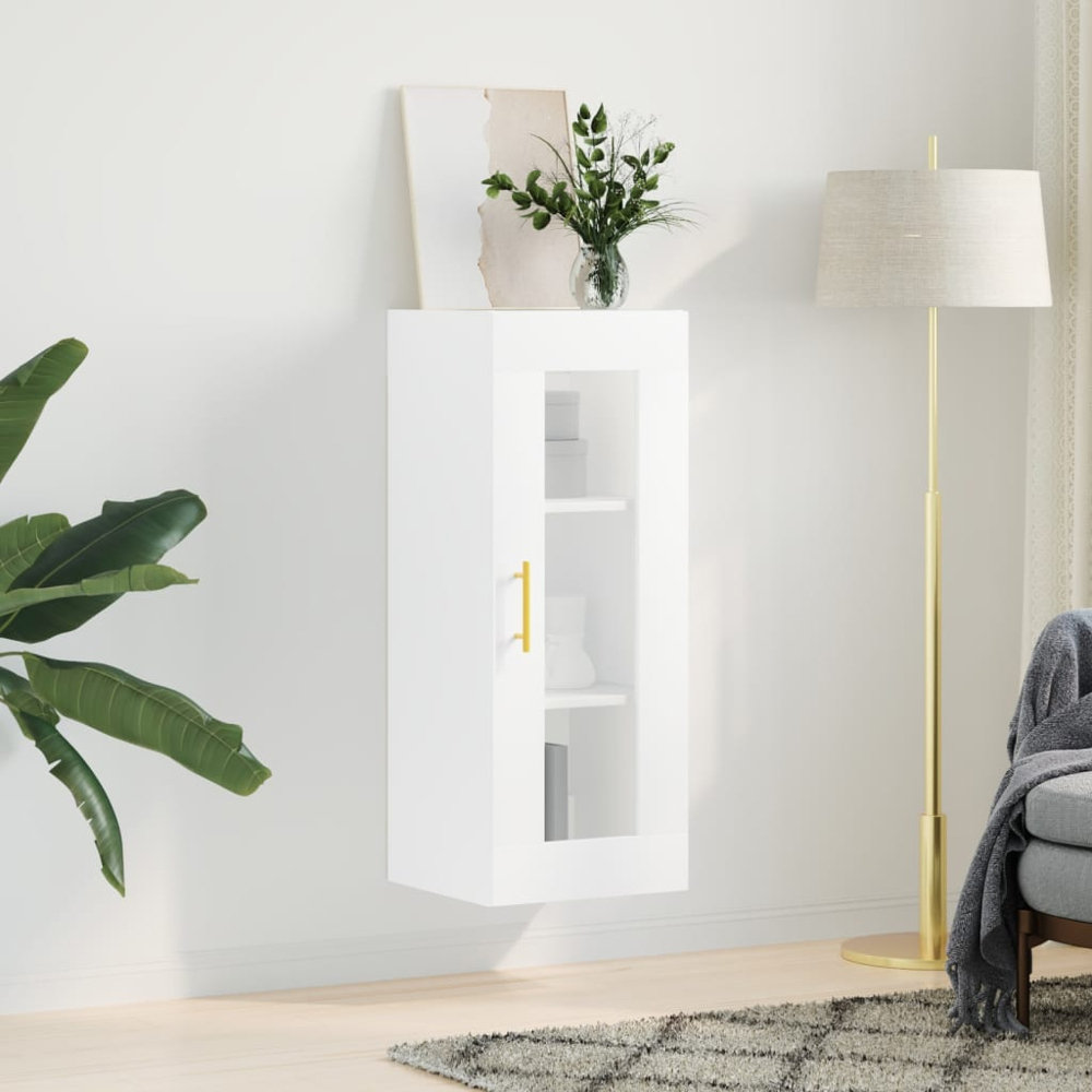 vidaXL Single Glass Door White Wall Mounted Narrow Cabinet Image 3