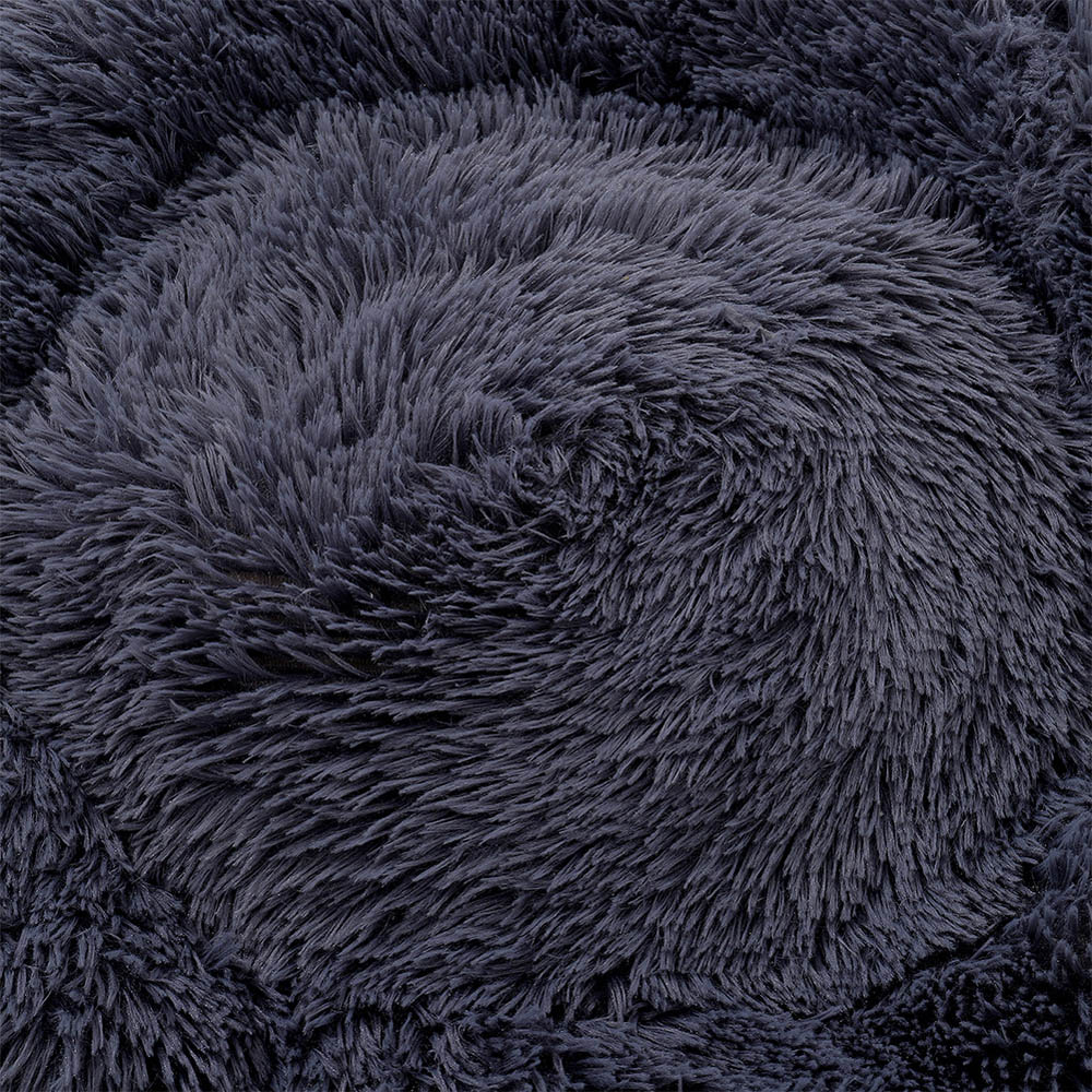 H&O Direct Dark Grey Plush Donut Shaped Pet Bed Image 2