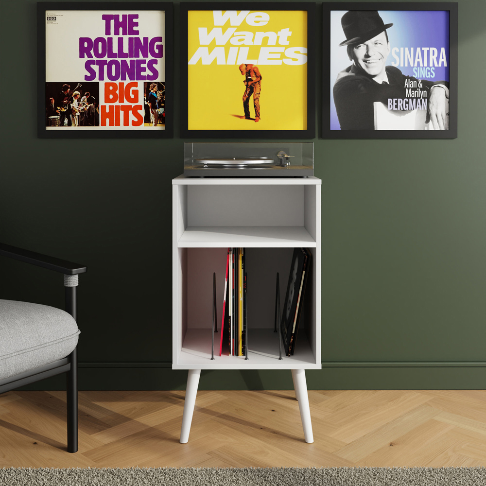 GFW Jaxon 2 Shelf White Compact Open Turntable Stand Image 3