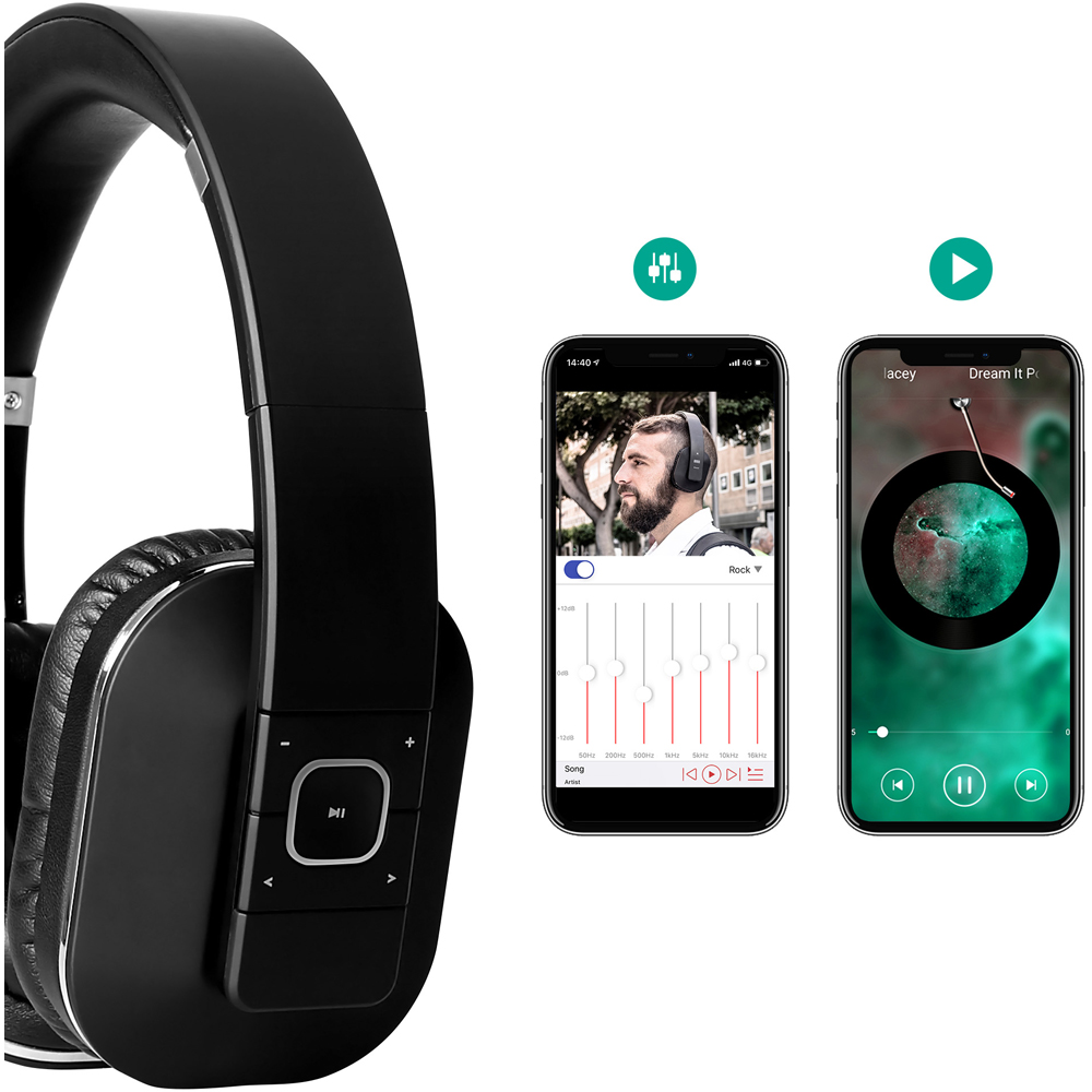 August EP650B Black Wireless Low Latency NFC Bluetooth Headphones with Mic Image 4
