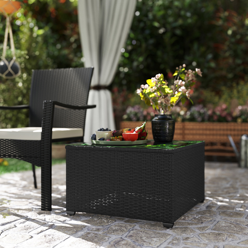 Outsunny Dark Grey Rattan Outdoor Coffee Table Image 4